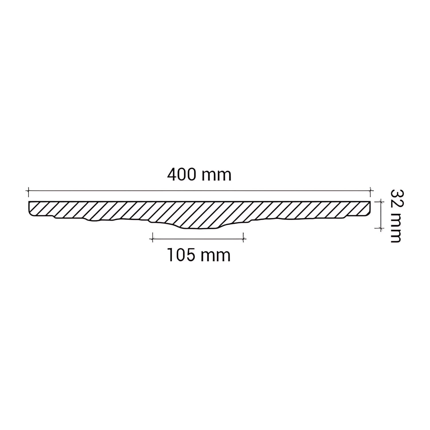 Technische Zeichnung einer weißen PROFHOME Deckenrosette aus Polyurethan, 40x40x3,2cm.