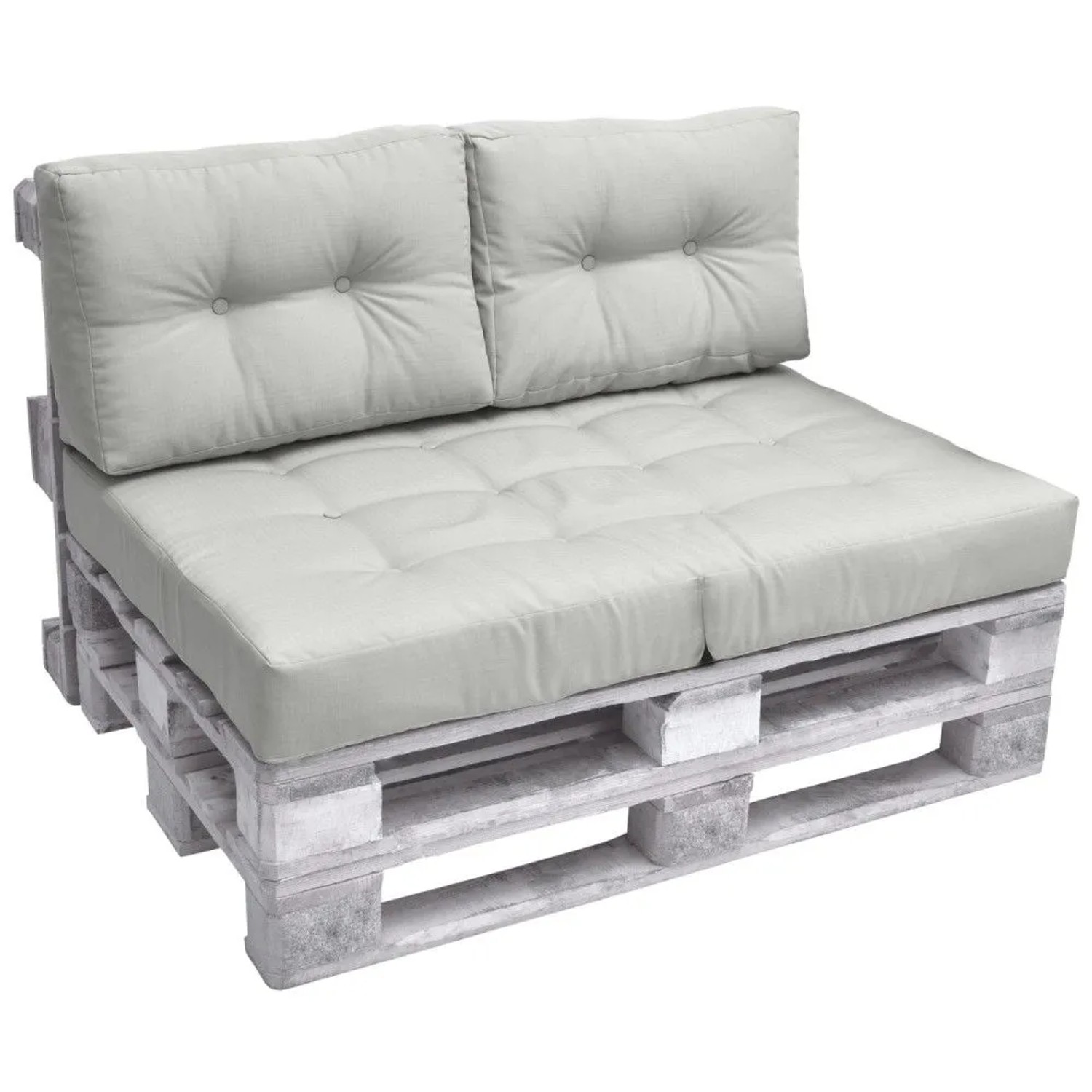 Beautissu ECO Elements Palettenkissen Sitz + Rücken Hellgrau 2tlg