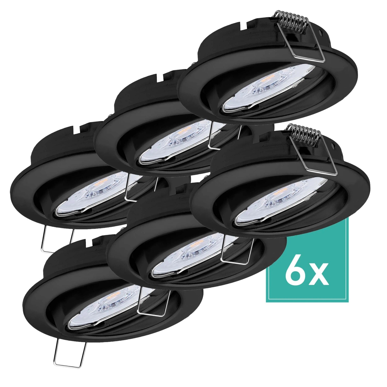 Oktaplex Dijon 6er Set Schwarz LED-Einbaustrahler in 3 Stufen Dimmbar Schwenkbar Warmweiß 2700K 4,8W 230V 68mm Lochmaß