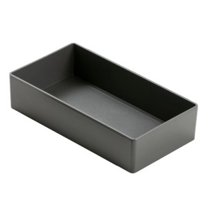 Anthrazitfarbene Fackelmann Kunststoffbox (22,2x5x12,9 cm) für Badmöbel-Zubehör.