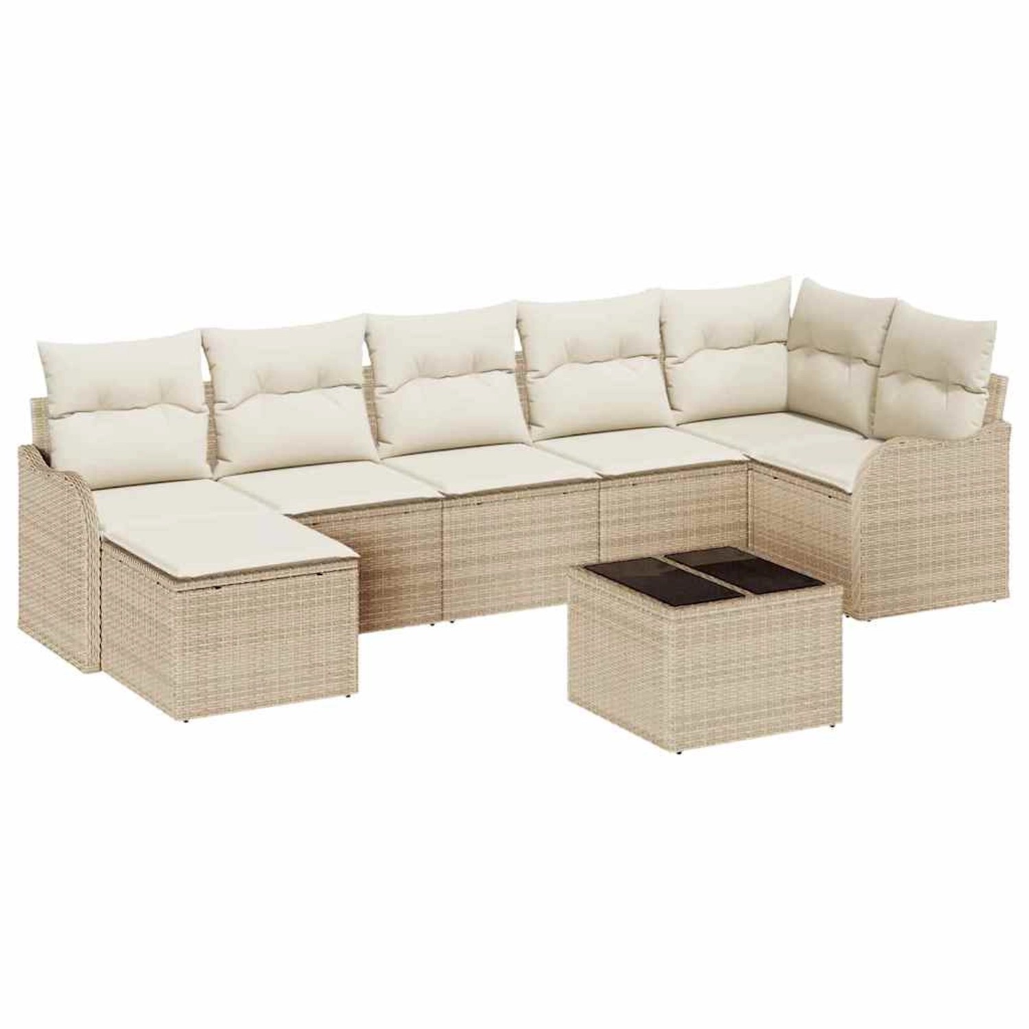 vidaXL Garten-Sofa-Set mit Kissen 8-Tlg Beige Poly Rattan 3345801 günstig online kaufen