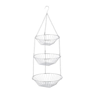 Relaxdays Hängekorb Stahl Verchromt 3 Etagen Stapelbar 73 cm x 28 cm 480 g
