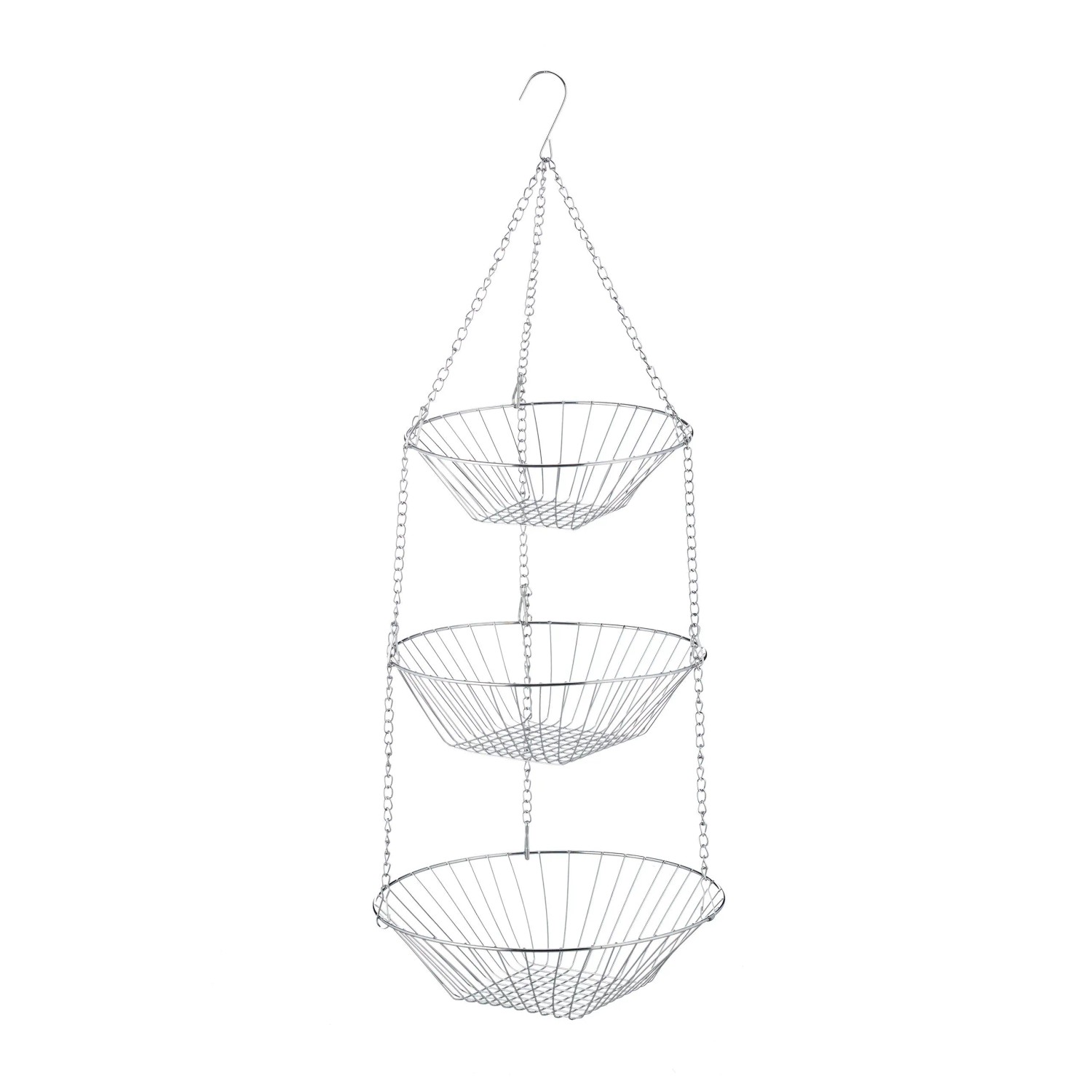 Relaxdays Hängekorb Stahl Verchromt 3 Etagen Stapelbar 73 cm x 28 cm 480 g
