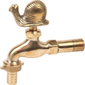 Floraworld Zier-Wasserhahn Schnecke aus Messing, poliert für Regentonnen und Wasserzapfstellen.