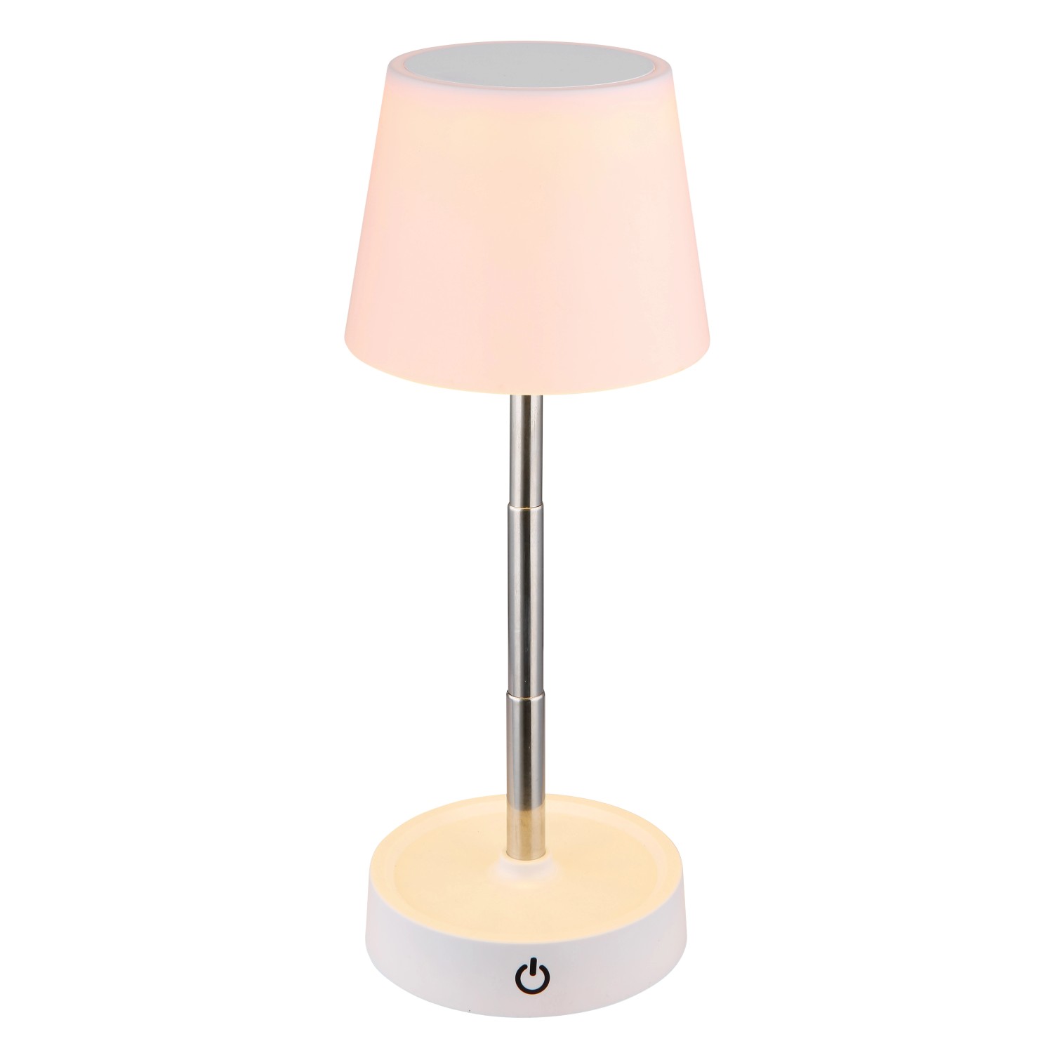 Dimmbare LED-Tischleuchte Carlos von Globo, weiß matt, 28 cm hoch.