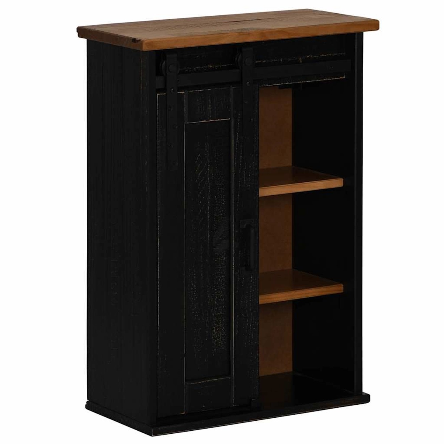 vidaXL Hängeschrank HALDEN mit Schiebetür Schwarz 49x22,5x70 cm Kiefer 4018 günstig online kaufen