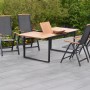 Merxx Gartenmöbelset Siena, 5-teilig mit Klappsesseln und Ausziehtisch aus Akazienholz und grauem Textil.
