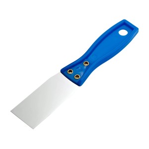 LUX Universalspachtel 35 mm mit rostfreiem Blatt und blauem Kunststoffgriff.