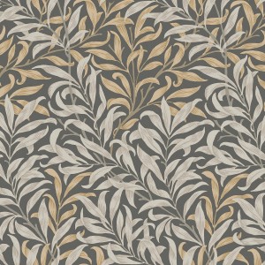 William Morris Vliestapete Willow Bough grau: Tapete mit Weidenzweig-Muster in Grau-, Beige- und Cremetönen.