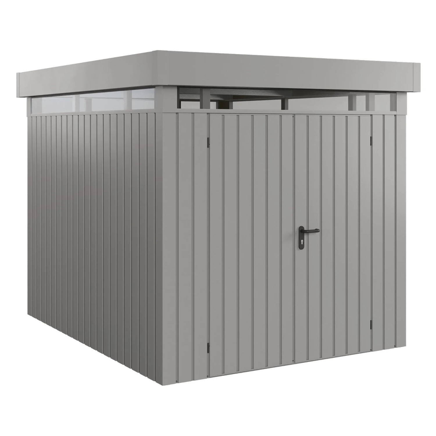 EcoStar Gerätehaus Euroline Flachdach Lichtband 229 cm x 277 cm Grau 2-flg.