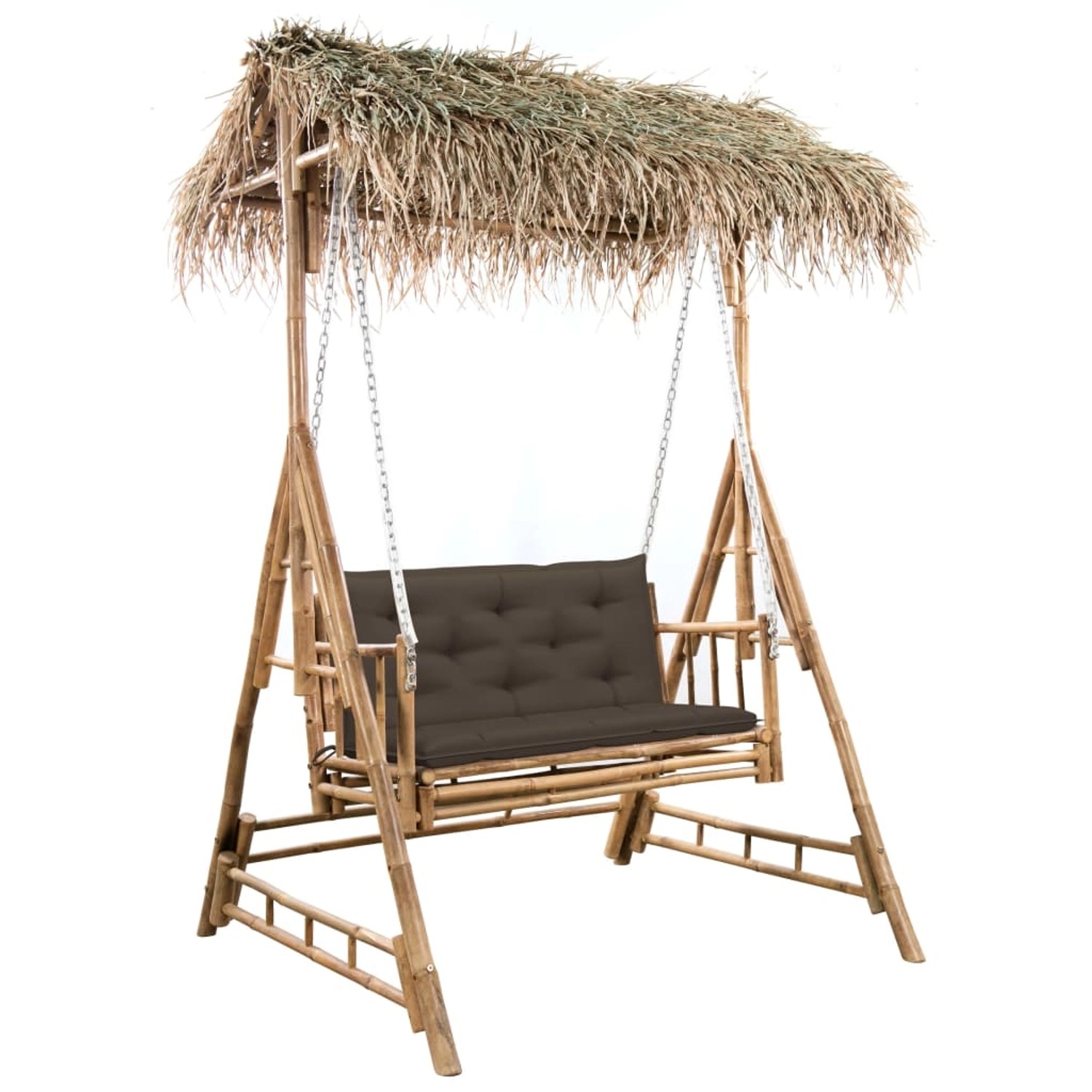 vidaXL Hollywoodschaukel mit Palmblättern und Kissen 202 cm Bambus 3063941