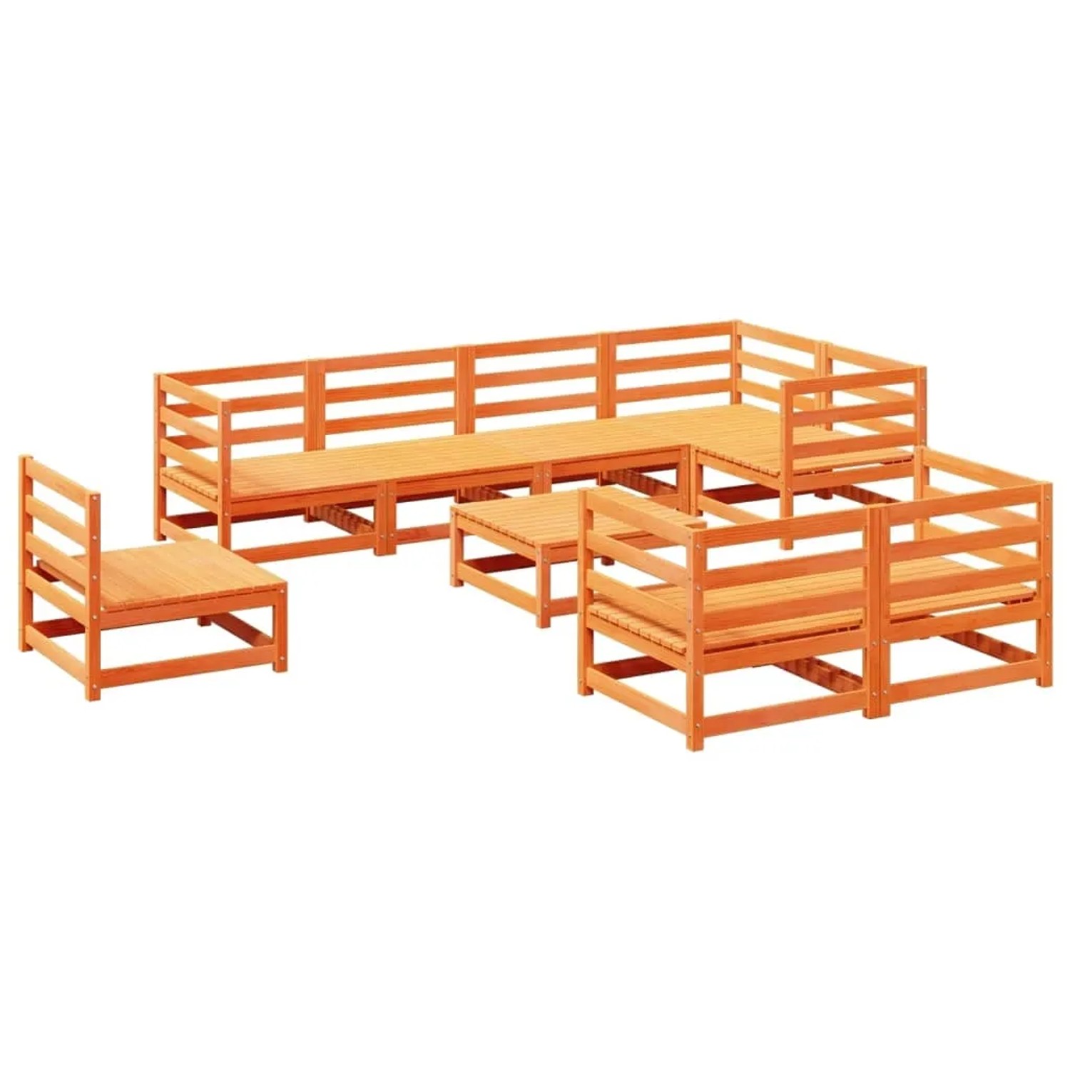 vidaXL 9-Tlg Garten-Sofagarnitur Wachsbraun Massivholz Kiefer 3299509 günstig online kaufen