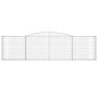 vidaXL Gabionen mit Hochbogen, 5er Set, 400x30x100/120cm, aus verzinktem Eisen.