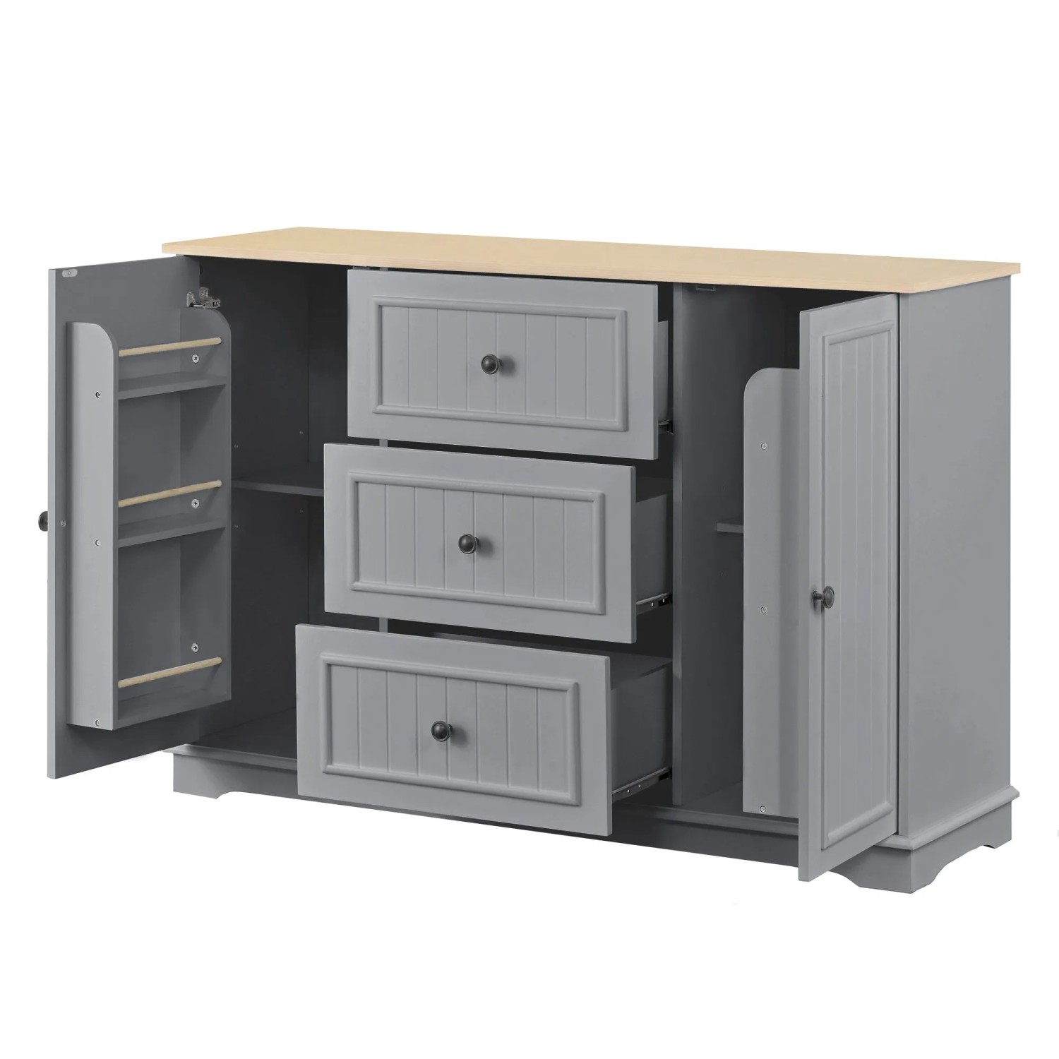 okwish Sideboard mit Schubladen Türen Esszimmer 126x40x86cm Grau