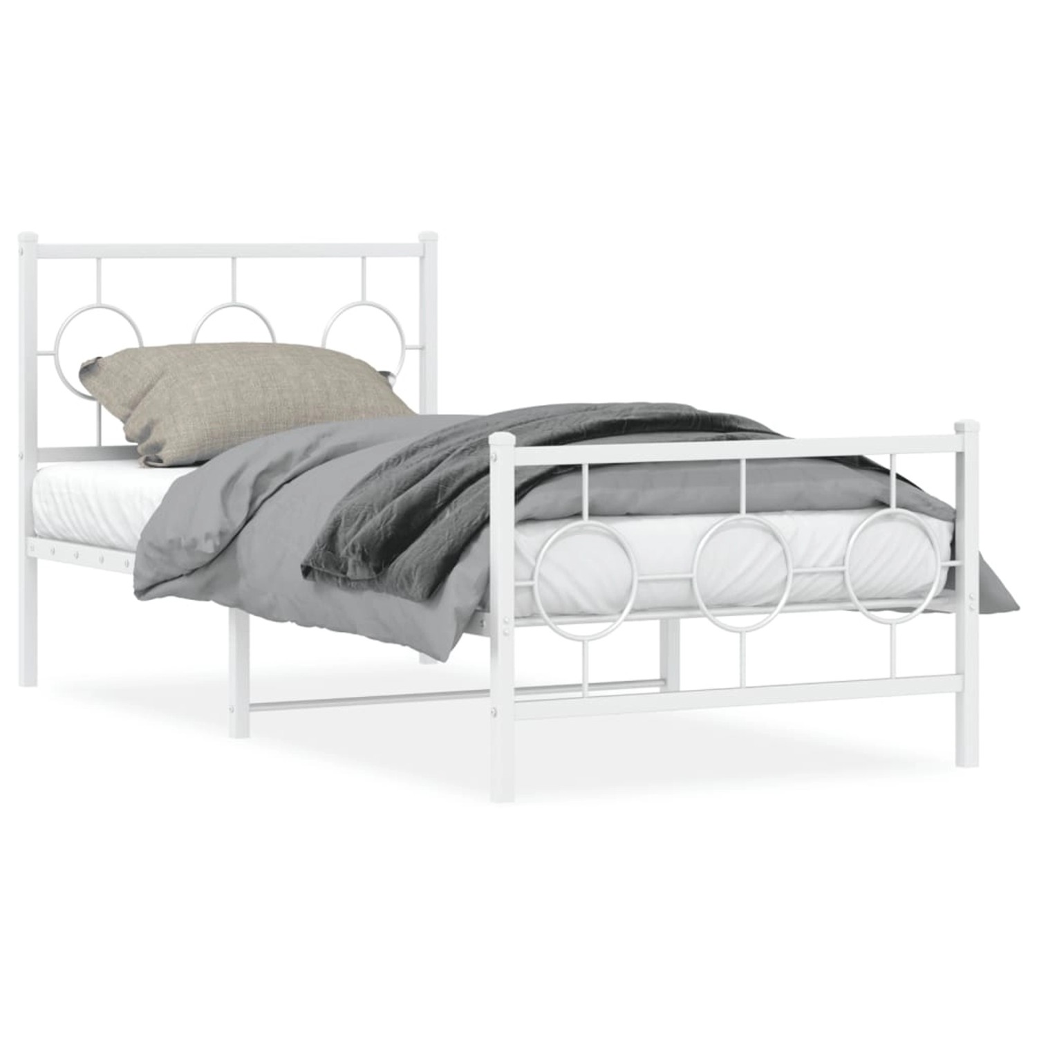 vidaXL Bettgestell mit Kopf- und Fußteil Metall Weiß 90x190 cm 376285 günstig online kaufen