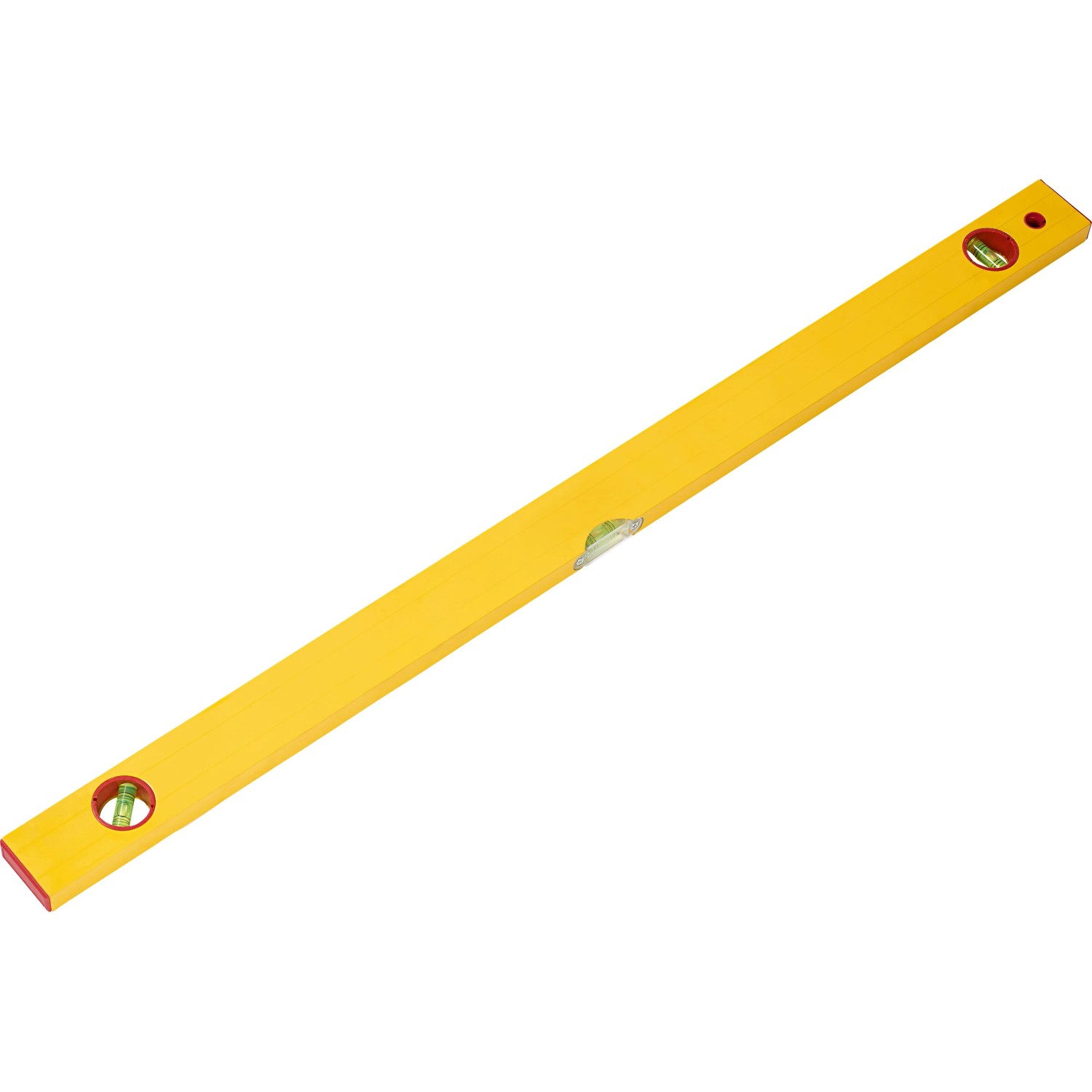Gelbe 80 cm Wasserwaage aus Aluminium für präzises Messen und Ausrichten.