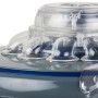 Detailaufnahme: Grauer Gre Akku-Poolroboter mit transparenten Elementen. Poolreinigung leicht gemacht.