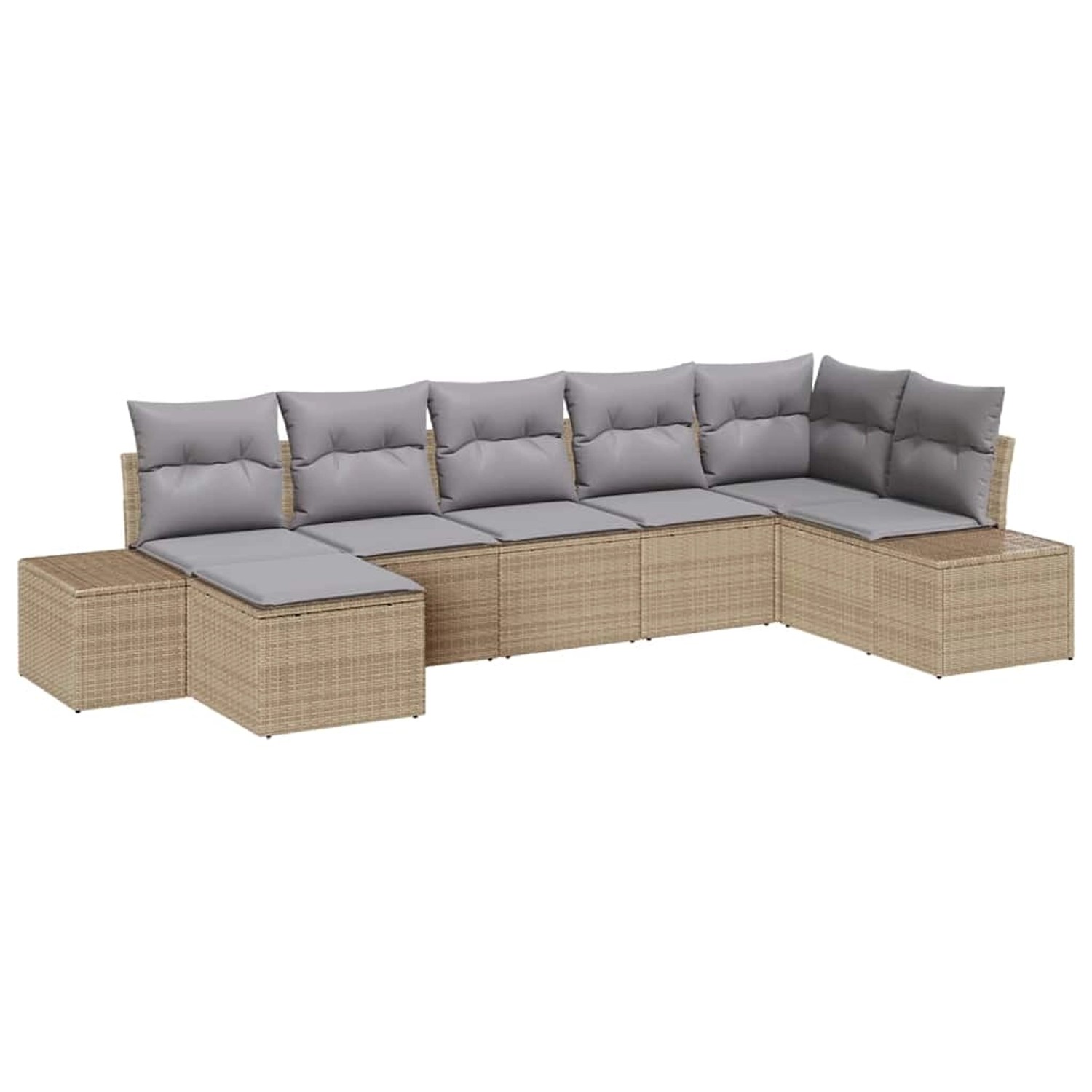 vidaXL Garten-Sofa-Set mit Kissen 7-Tlg Beige Poly Rattan 3347150 günstig online kaufen