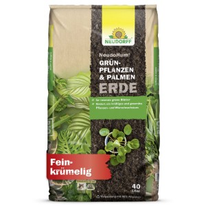 Sack Neudorff Erde für Grünpflanzen & Palmen, 40 l, torffrei und feinkrümelig.