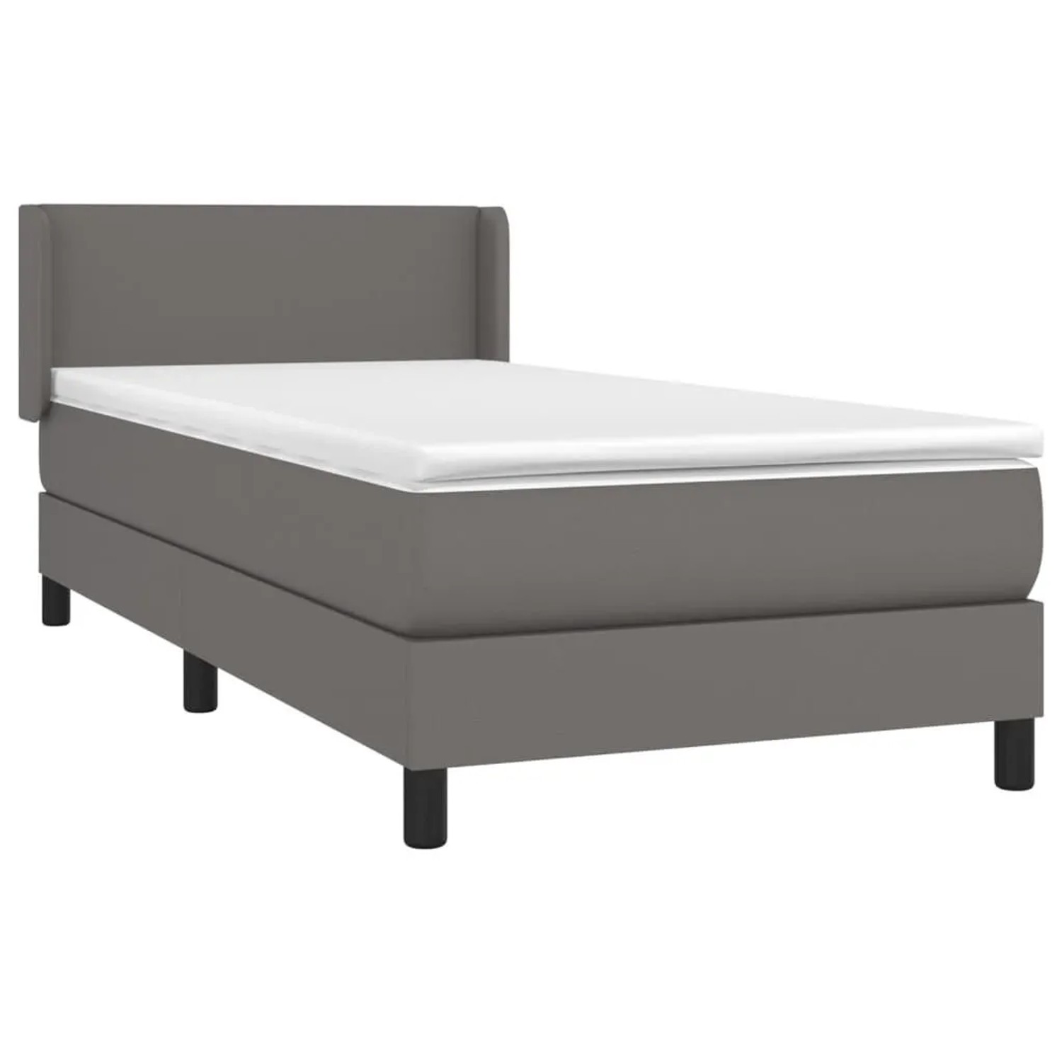 vidaXL Boxspringbett mit Matratze Grau 100x200 cm Kunstleder 3130647 günstig online kaufen