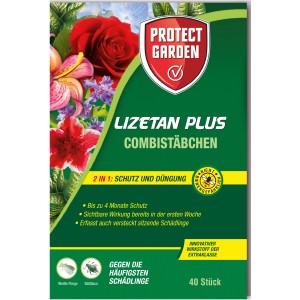Protect Garden Lizetan Plus Combistäbchen, 40 Stück, zur Bekämpfung von Blattläusen und als Dünger.