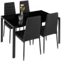 Tectake Esszimmergruppe Berlin 5 Teilig Esstisch Mit 4 Stühlen  120 x 70 x 75 cm Schwarz