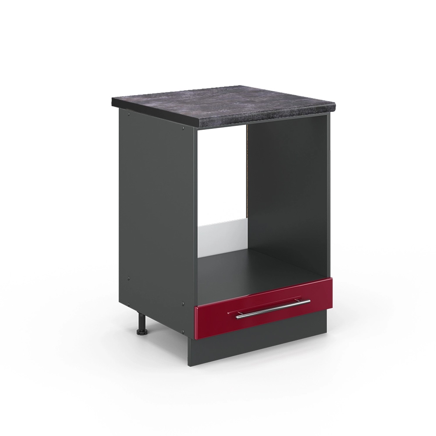 Vicco Herdumbauschrank Fame-Line Bordeaux Hochglanz/Anthrazit 60 cm AP Anthrazit