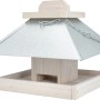 Weißes Vogelhaus aus Holz mit Metalldach, 24x26x24 cm, hängend.