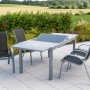 Schwarzes 5-tlg. Gartenmöbel-Set Amalfi mit Ausziehtisch (160/220x90cm) und 4 Stühlen.