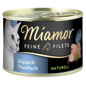 Miamor Feine Filets Natur Skipjack-Thunfisch, 156g Dose Katzen-Nassfutter.