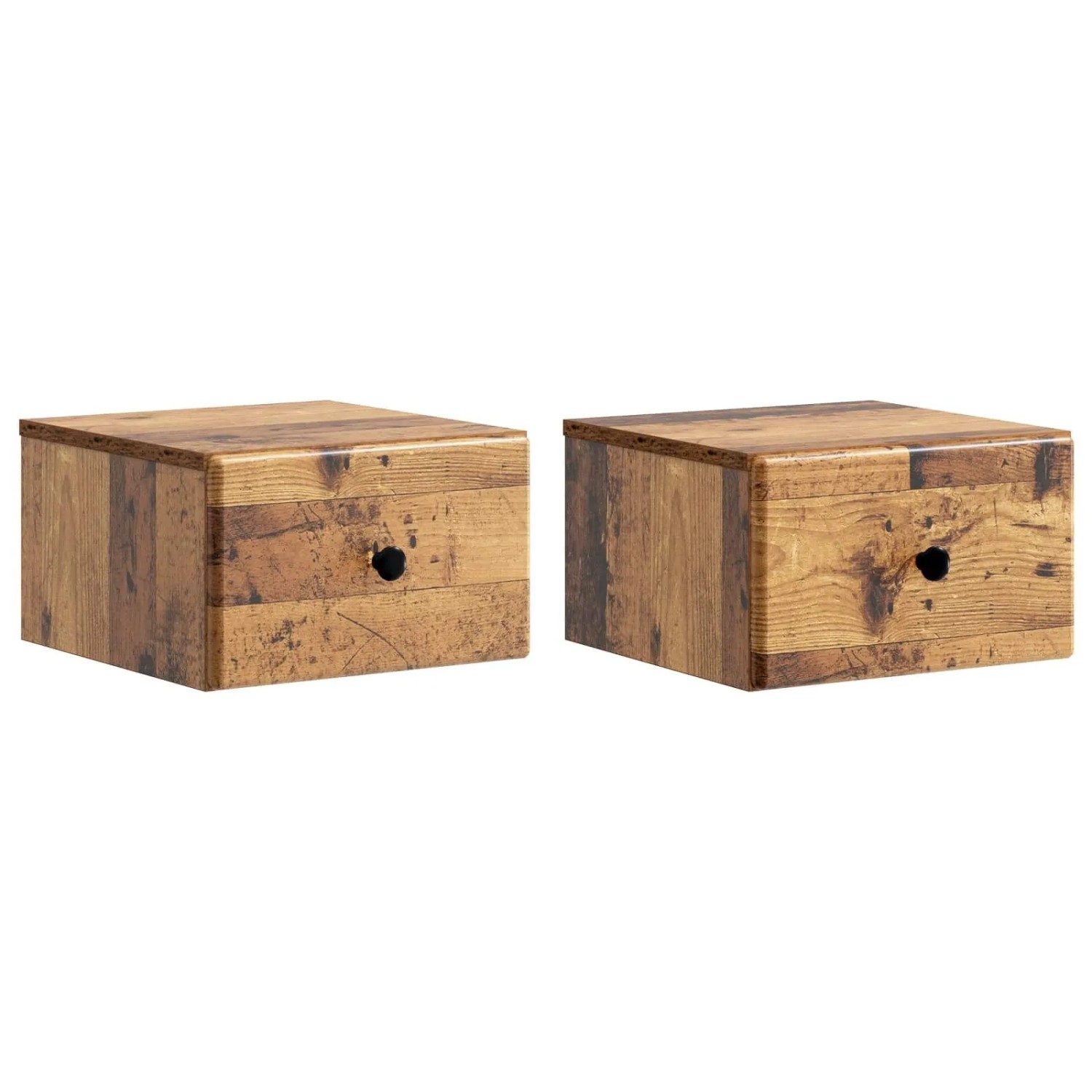 vidaXL Wandmontierter Nachttisch 2 Stk Altholz 34,5 x 33 x 20 cm 899122