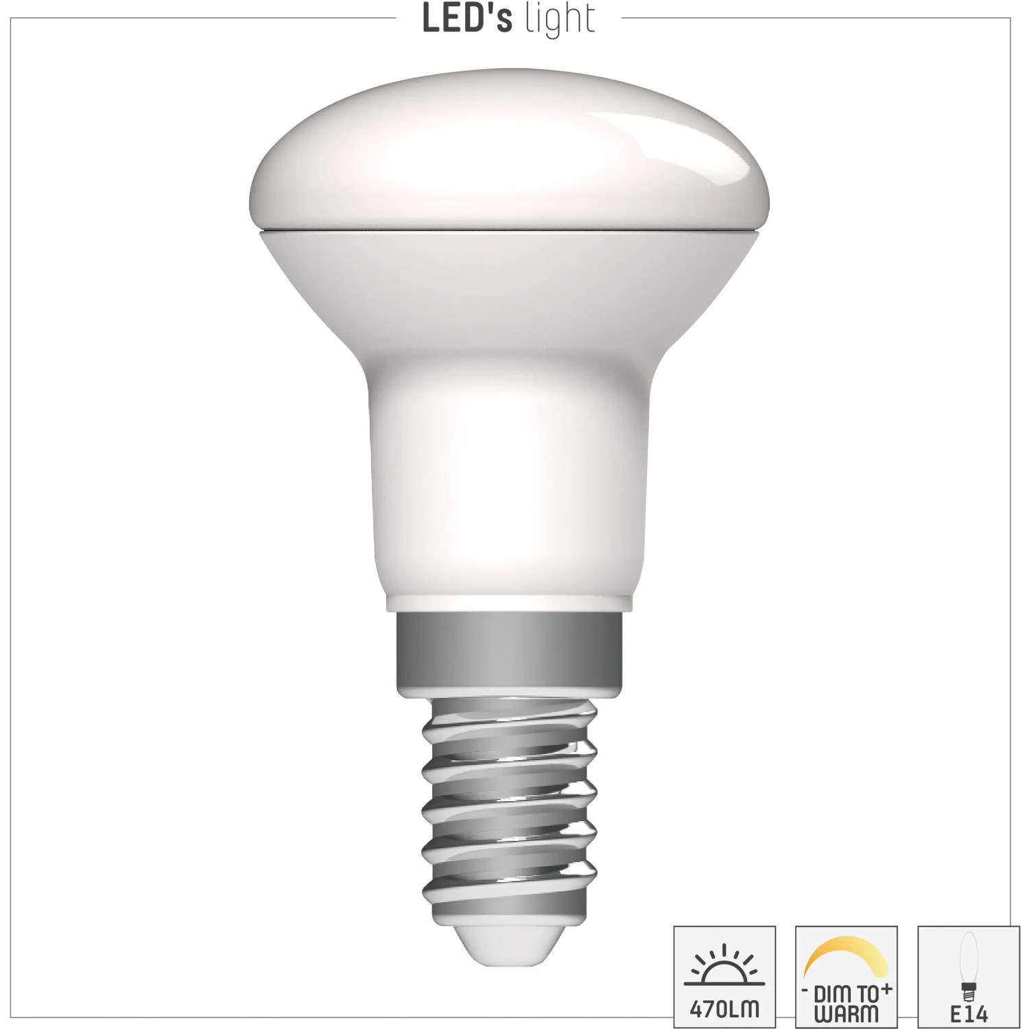 LED-Leuchtmittel E14 Pilzkopf R50, 4,9W, 470lm, dimmbar. Warmweißes Licht für gemütliche Atmosphäre.