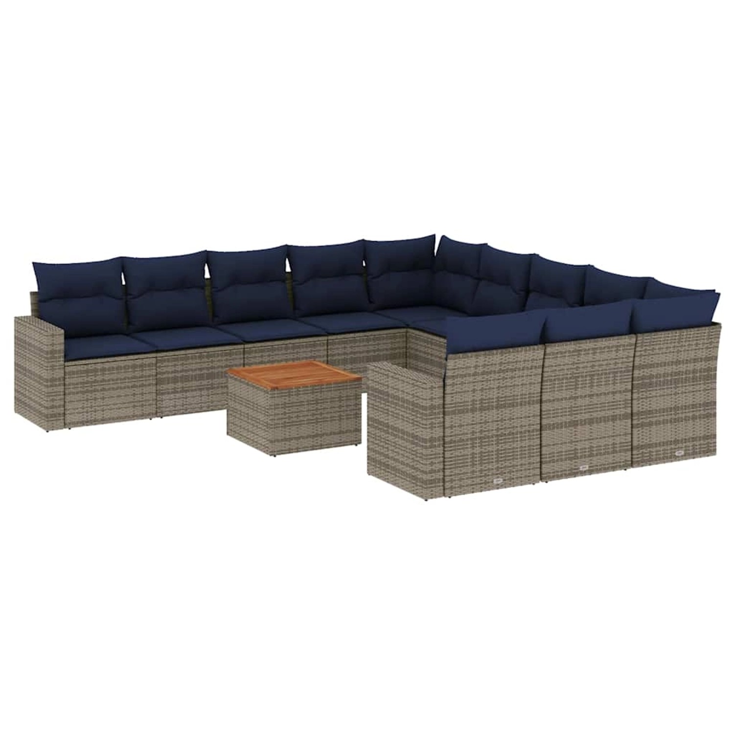 vidaXL 12-Tlg Garten-Sofagarnitur mit Kissen Grau Poly Rattan 3256684 günstig online kaufen