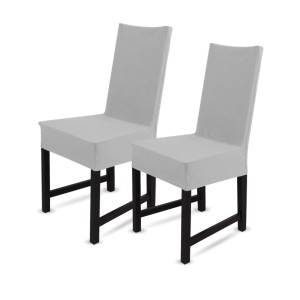 2er-Pack Bestlivings Stuhlhusse, Baumwolle, Silber, gerader Abschluss. Ideal für Esszimmerstühle.