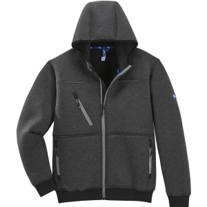 Scheibler Scubajacke Active 8744 in Anthrazit-Meliert, Arbeitskleidung mit Kapuze und Reflektoren.