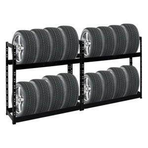 PROREGAL Mega Deal: 2 schwarze Reifenregale Tiger für bis zu 16 Reifen, 100x110x35 cm.