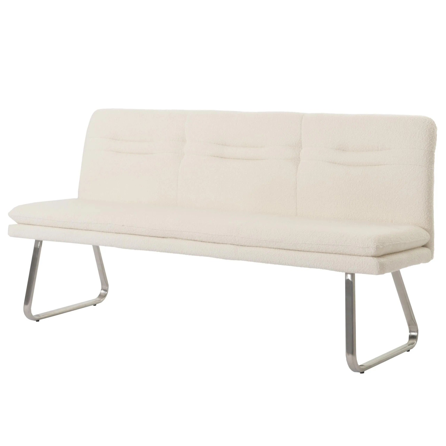MCW Sitzbank H70 Lehne Stoff/Textil Bouclé Edelstahl Gebürstet 180cm Creme