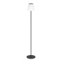 Elegante, schwarz-weiße EGLO Solar LED Stehleuchte SCORDIANO mit Zugschalter.