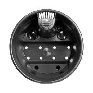 Schwarzes Elho Selbstbewässerungssystem (Ø 15cm) für Blumentöpfe, Aufsicht.