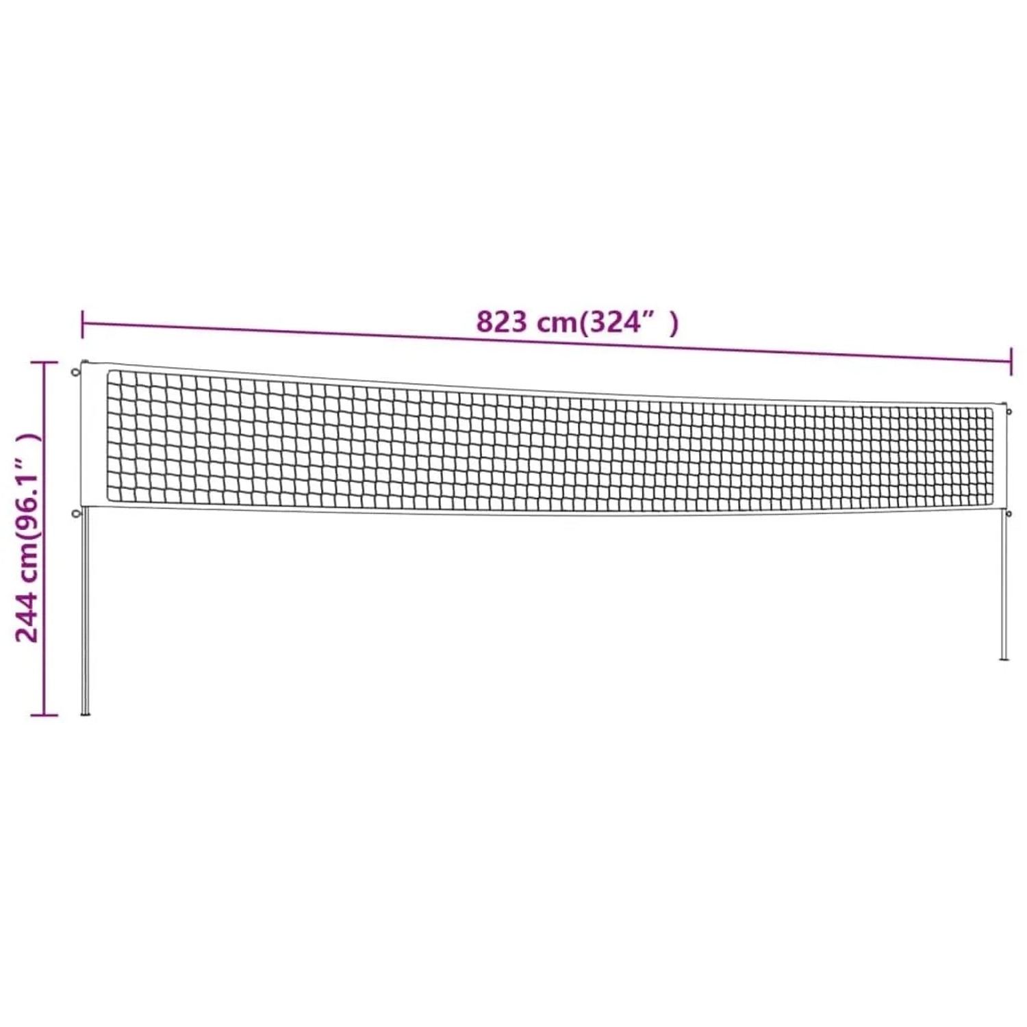 vidaXL Volleyballnetz Gelb und Schwarz 823x244 cm PE-Gewebe 93744_8