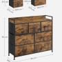 Songmics Kommode in Braun-Schwarz mit 7 Stoffschubladen und Metallgestell. Wohnzimmerschrank.