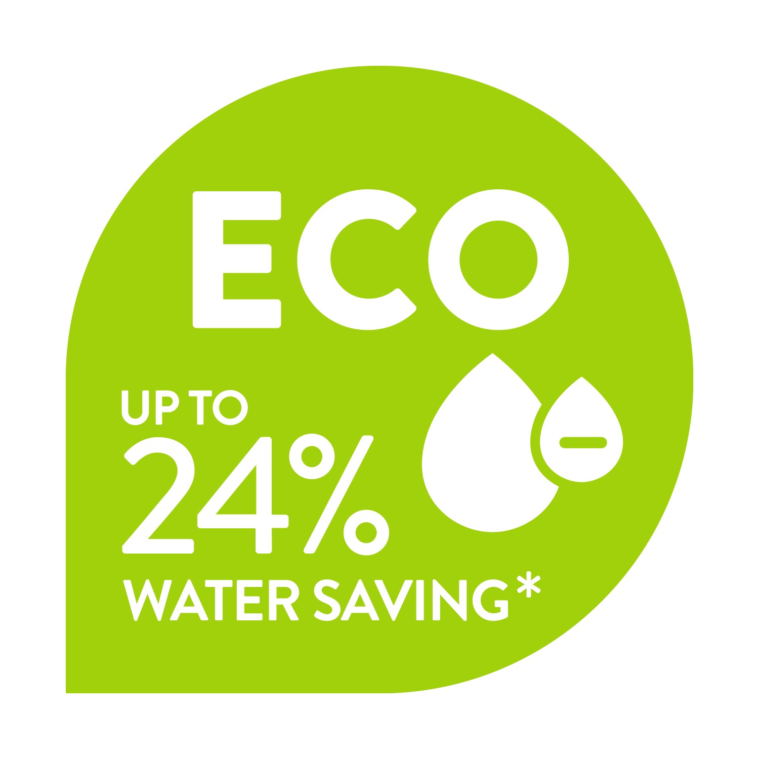 Grünes ECO-Label: Bis zu 24% Wasser sparen mit der Küchenarmatur.