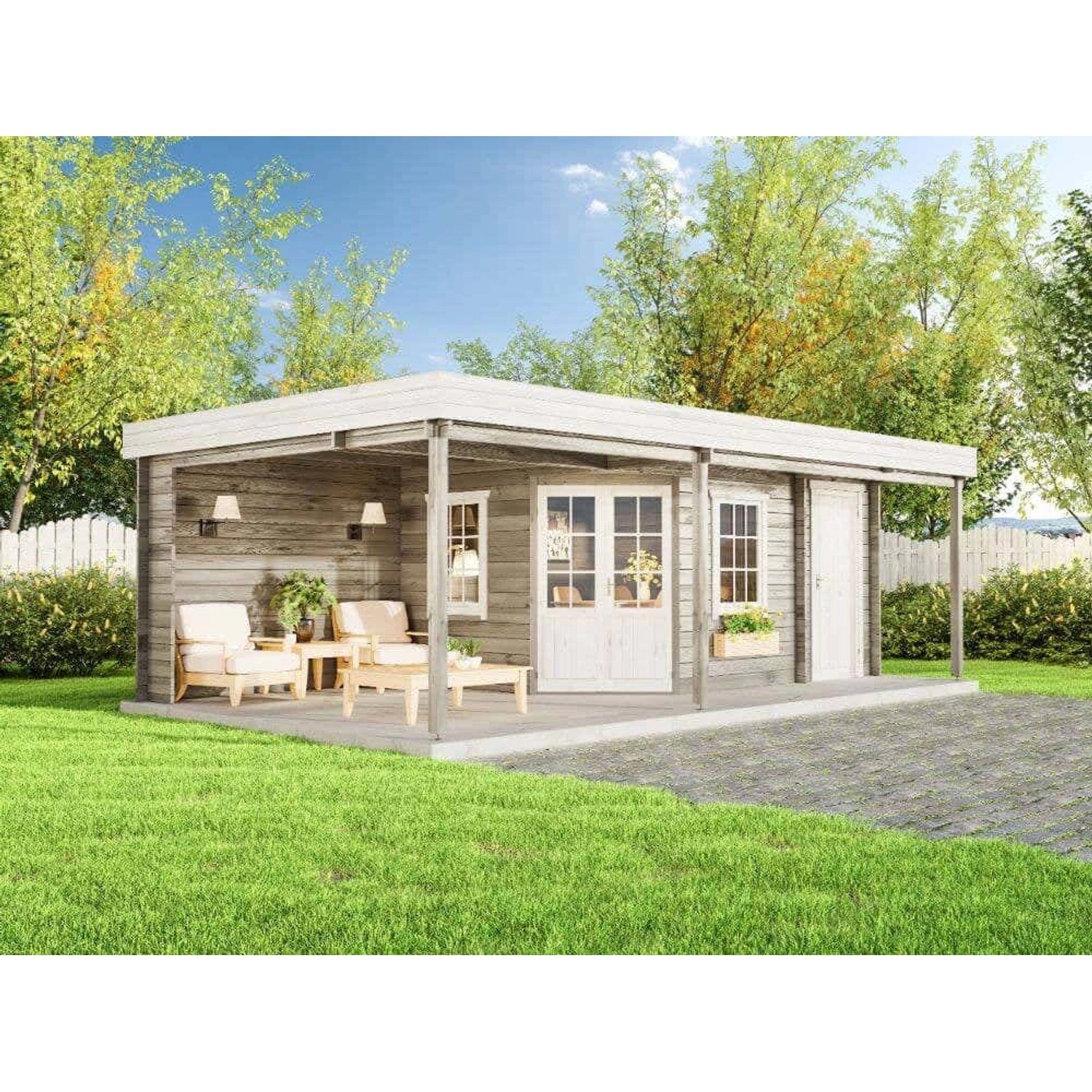 Finntherm Gartensauna Johanna-40 Plus Pinie 718 cm x 404 cm