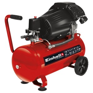 Einhell Kompressor TC-AC 420/50/10 V, roter Druckluftkompressor mit 50 l Kessel und Manometer.