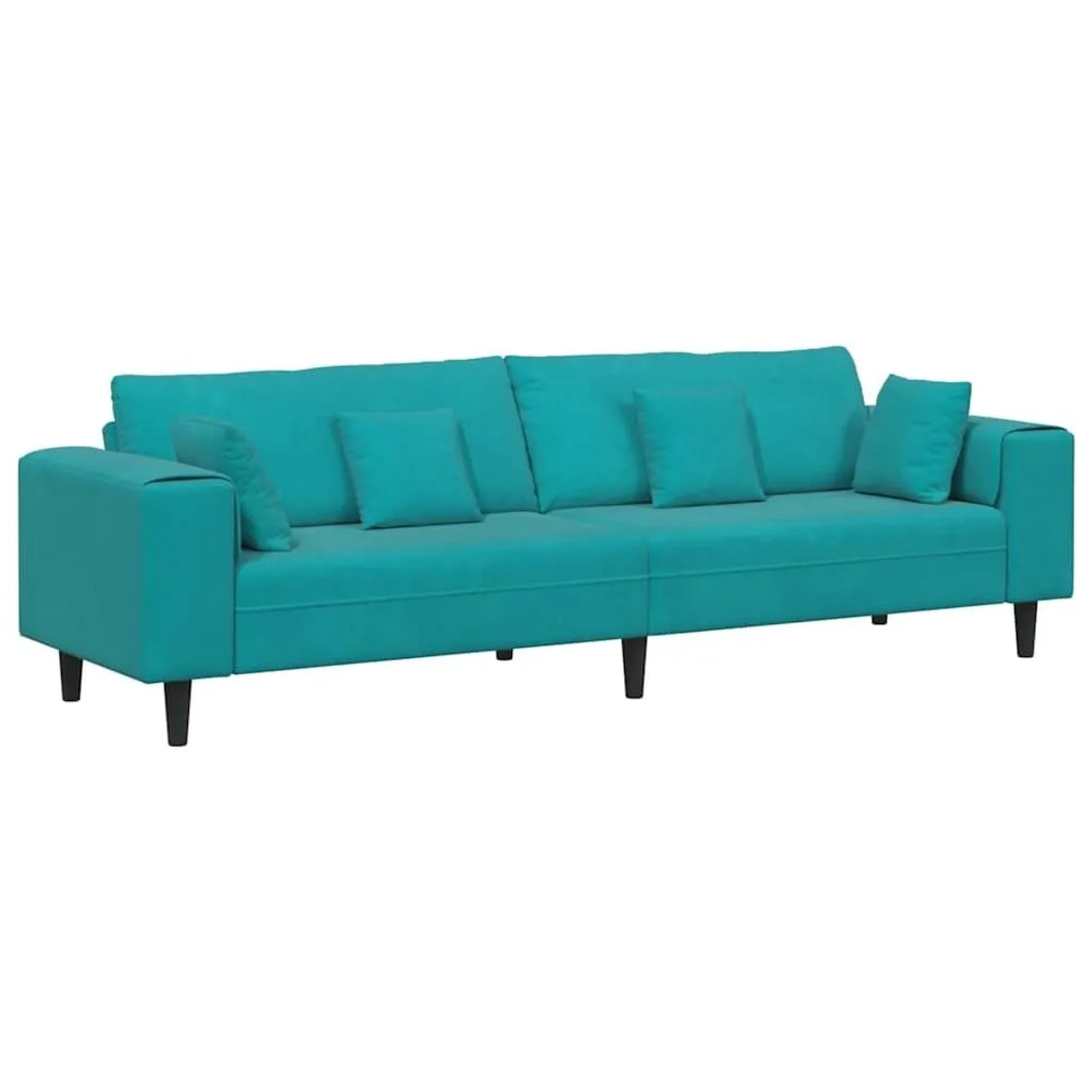vidaXL Sofa mit Kissen Türkis 250 x 77 x 76 cm Samt 3335161