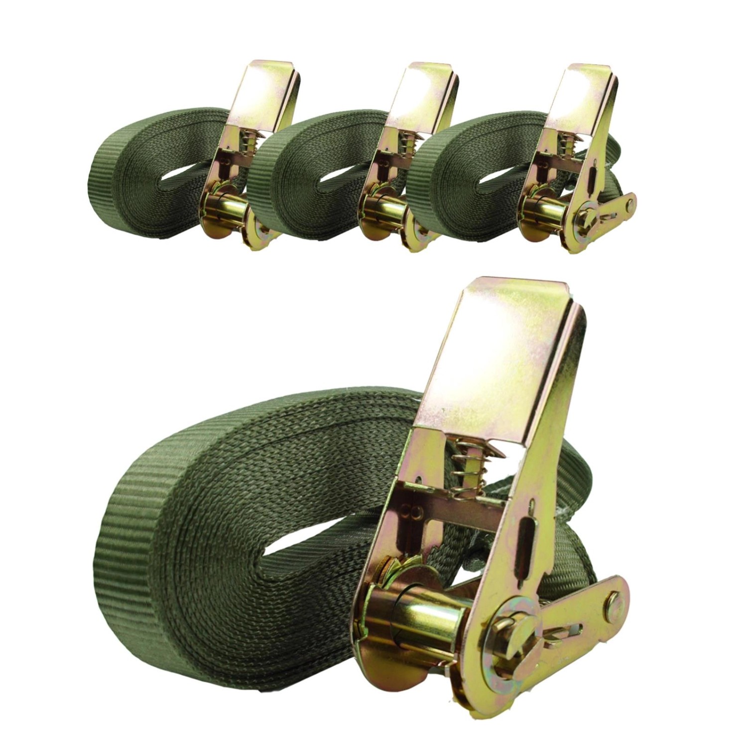 TRUTZHOLM 4x Profi Ratschen Spanngurt 1 Teilig 6m 0,8t 800 kg TÜV GS Oliv