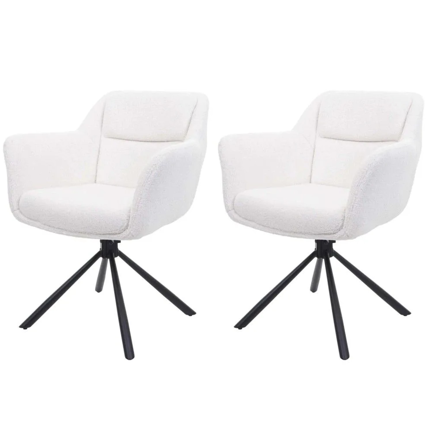 MCW Esszimmerstuhl K33 2er-Set Bouclé-Weiß