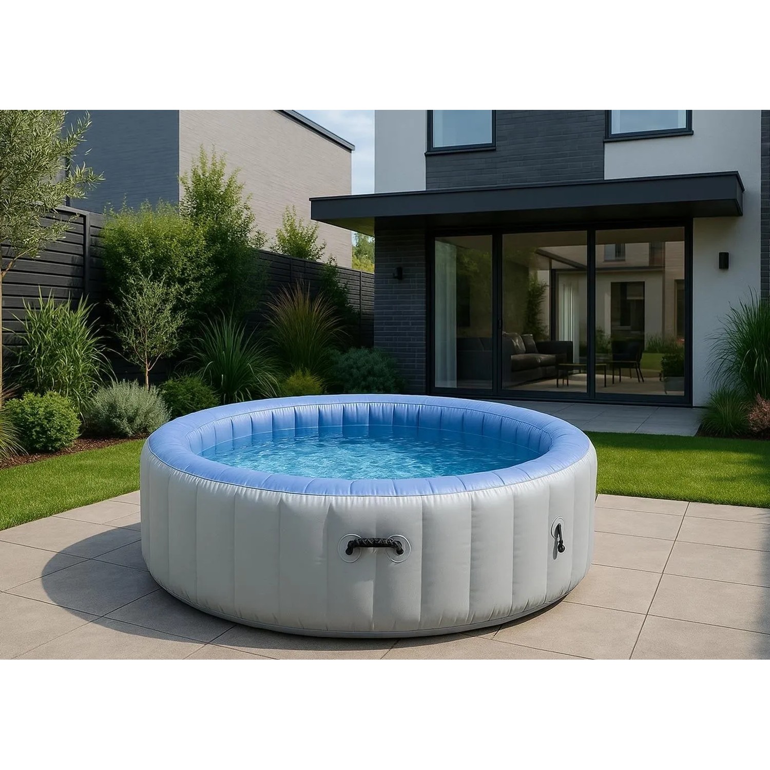 MCW Whirlpool N97 Ersatz-Pool 4 Personen Aufblasbar Rund Ø180cm Grau-Blau_10