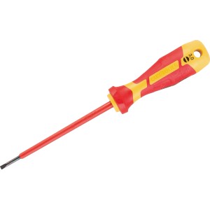 LUX VDE Schraubendreher Professional SL 3 mm x 100 mm mit rot-gelbem 2-Komponenten-Griff.