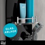 Eisl Duschpaneel Karibik schwarz mit Regendusche und Glasablage.